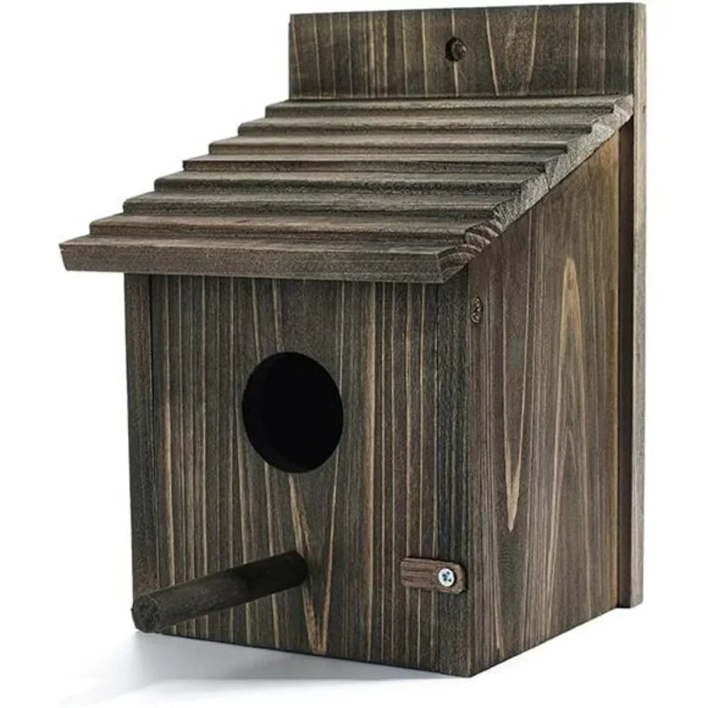 Wooden Bird House Wood Bird House for Outside with Pole for Finch, Bluebird